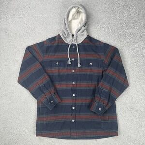Duluth Trading Standard Fit Flannel Hooded Lined Jacket Men Medium Canvas